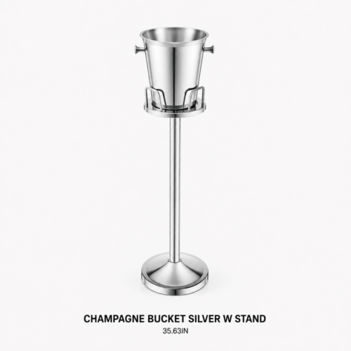 CHAMPAGNE_BUCKET_SILVER_WITH_STAND_35.63IN_H_METAL_ICE_BUCKET_BEVERAGE_SERVICE_BARWARE_RENTAL_WEDDINGS_EVENTS_PARTY_CAYMAN_ISLANDS_CELEBRATIONS