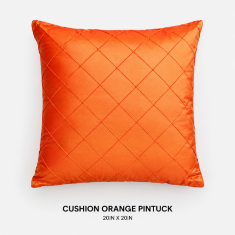 CELEBRATIONS GRAND CAYMAN RENTAL PARTY EVENTS CUSHION ORANGE PINTUCK 15IN X 15IN