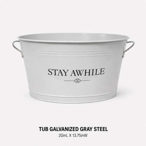 TUB_GALVANIZED_GRAY_STEEL_20IN_L_X_13.75IN_W_BEVERAGE_ICE_TUB_DRINK_DISPLAY_RENTAL_WEDDINGS_EVENTS_PARTY_CAYMAN_ISLANDS_CELEBRATIONS