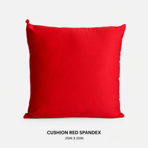 CELEBRATIONS GRAND CAYMAN RENTAL PARTY EVENTS CUSHION SILVER SATIN 20IN X 20INCUSHION ORANGE GEOMETRIC DESIGN 18IN X 18INCUSHION RED SPANDEX 20IN X 20IN