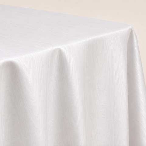 CELEBRATIONS CAYMAN RENTAL TABLECLOTH WHITE MOIRE BENGALINE 120inL X 60inW