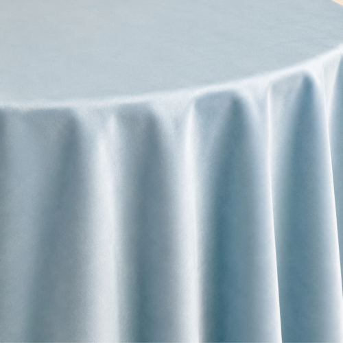 TABLECLOTH BLUE FOG VELVET ROUND 132inD