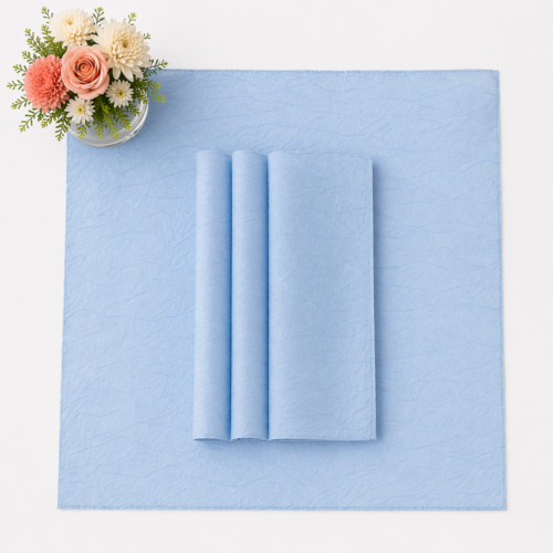 NAPKIN PALE BLUE CRUSHED CREPE 17IN X 16IN