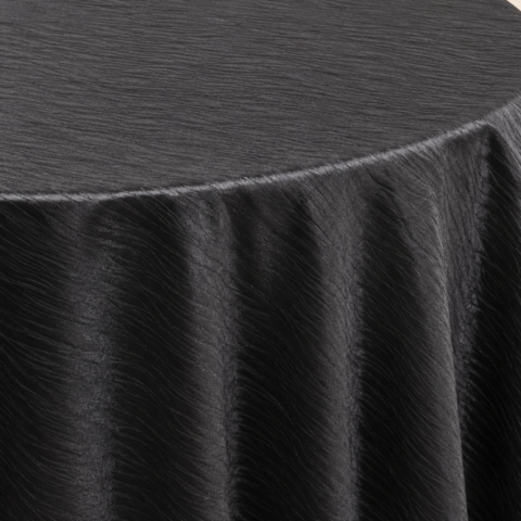 TABLECLOTH BLACK MOROCCO ROUND 132inD CELEBRATIONS GRAND CAYMAN RENTAL PARTY EVENTS TABLECLOTH BLACK MOROCCO ROUND 132inD