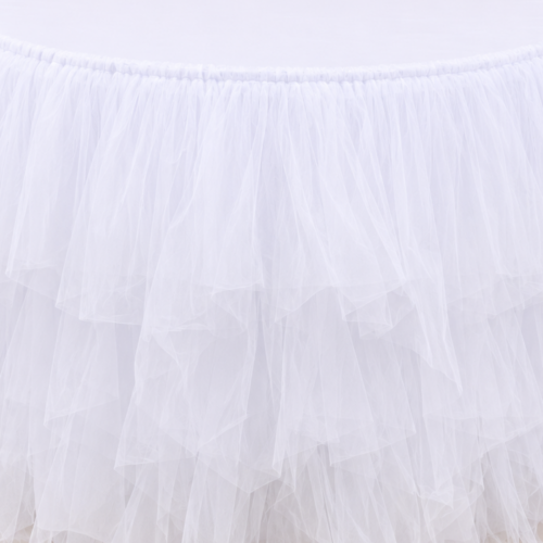 TABLECLOTH WHITE TULLE SKIRTING ROUND 4ftL