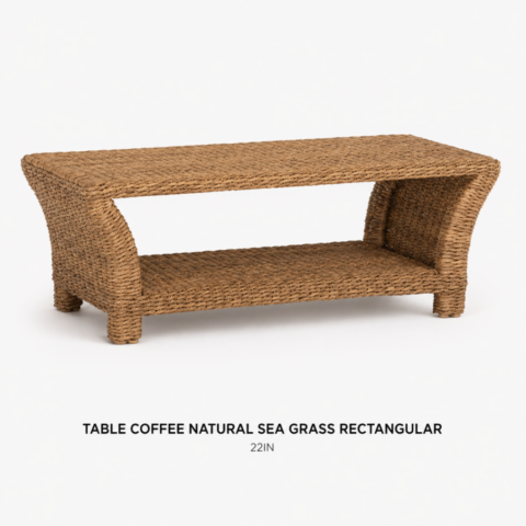 CELEBRATIONS CAYMAN RENTAL EVENTS WEDDINGS TABLE COFFEE NATURAL SEAGRASS RECTANGULAR