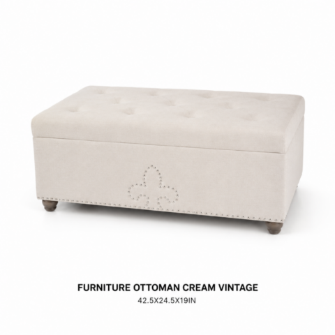 CELEBRATIONS CAYMAN RENTAL EVENTS WEDDINGS PARTY FURNITURE OTTOMAN CREAM VINTAGE
