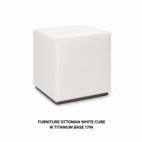 CELEBRATIONS CAYMAN RENTAL EVENTS WEDDINGS PARTY FURNITURE OTTOMAN WHITE CUBE W TITANIUM BASE
