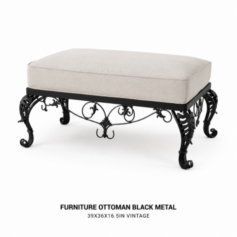 CELEBRATIONS CAYMAN RENTAL EVENTS WEDDINGS PARTY FURNITURE OTTOMAN BLACK METAL VINTAGE