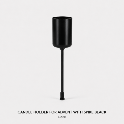CANDLE HOLDER FOR ADVENT WITH SPIKE BLACK 4.2inH