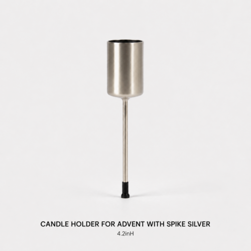 CANDLE HOLDER FOR ADVENT WITH SPIKE SILVER 4.2inH