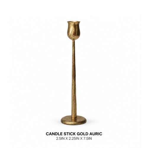 CANDLE STICK GOLD AURIC 2.5IN X 2.25IN X 11.5IN