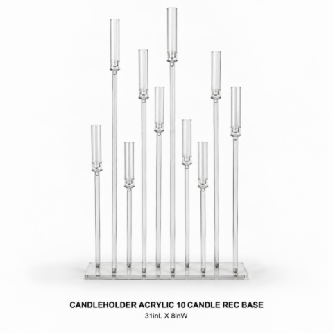 CANDLEHOLDER ACRYLIC 10 CANDLE REC BASE 31inL X 8inW
