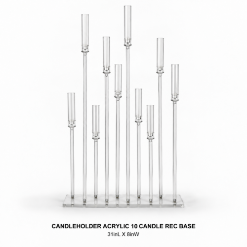 CANDLEHOLDER ACRYLIC 10 CANDLE REC BASE 31inL X 8i