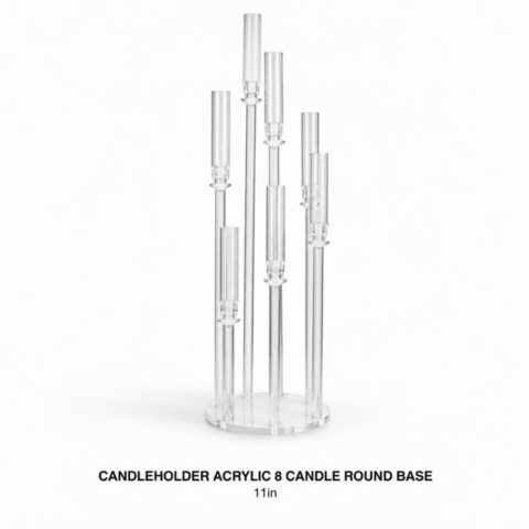 CANDLEHOLDER ACRYLIC 8 CANDLE ROUND BASE 11in
