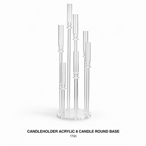 CANDLEHOLDER ACRYLIC 8 CANDLE ROUND BASE 11in