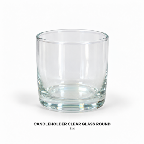 CANDLEHOLDER CLEAR GLASS ROUND 3IN