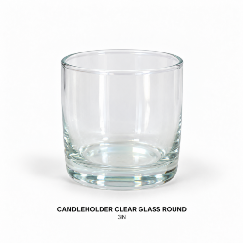 CANDLEHOLDER CLEAR GLASS ROUND 3IN