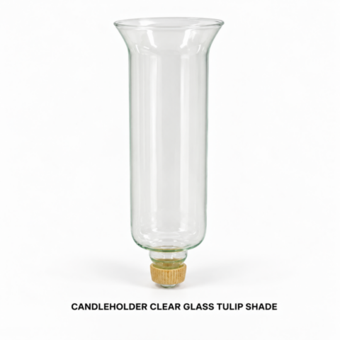 CANDLEHOLDER CLEAR GLASS TULIP SHADE