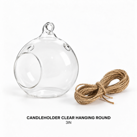 CANDLEHOLDER CLEAR HANGING ROUND 3IN