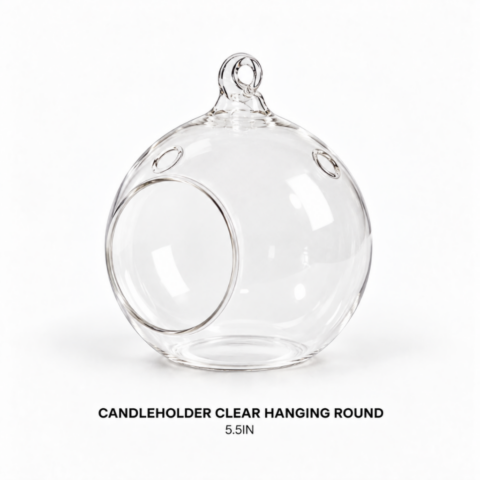 CANDLEHOLDER CLEAR HANGING ROUND 5.5IN