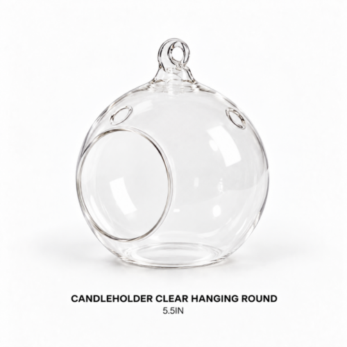 CANDLEHOLDER CLEAR HANGING ROUND 5.5IN