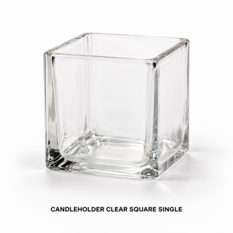 CANDLEHOLDER CLEAR SQUARE SINGLE