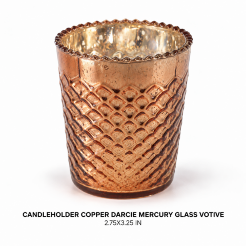 CANDLEHOLDER COPPER DARCIE MERCURY GLASS VOTIVE 2.75X3.25 IN