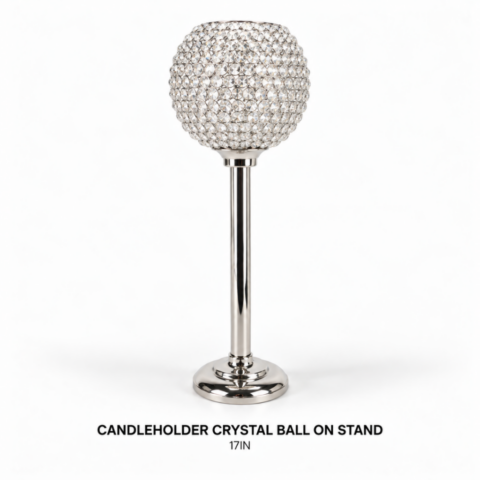 CANDLEHOLDER CRYSTAL BALL ON STAND 17IN