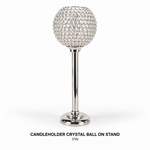 CANDLEHOLDER CRYSTAL BALL ON STAND 17IN