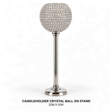 CANDLEHOLDER CRYSTAL BALL ON STAND 32IN X 10IN