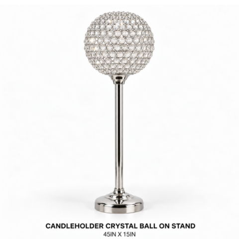 CANDLEHOLDER CRYSTAL BALL ON STAND 45IN X 15IN
