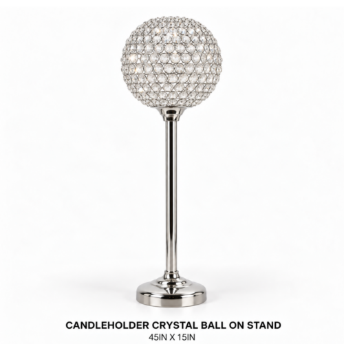 CANDLEHOLDER CRYSTAL BALL ON STAND 45IN X 15IN