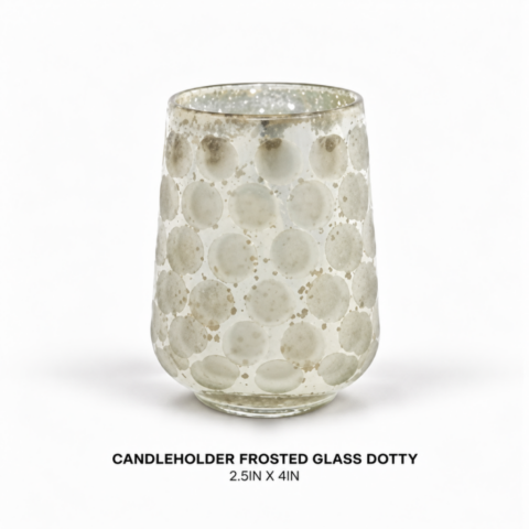 CANDLEHOLDER FROSTED GLASS DOTTY 2.5IN X 4IN