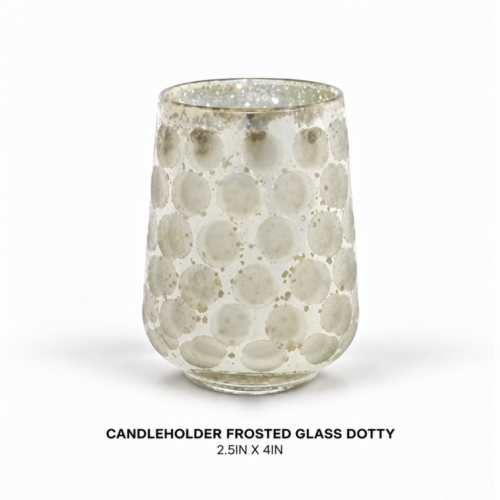CANDLEHOLDER FROSTED GLASS DOTTY 2.5IN X 4IN