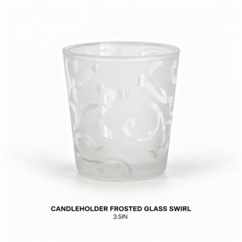 CANDLEHOLDER FROSTED GLASS SWIRL 3.5IN