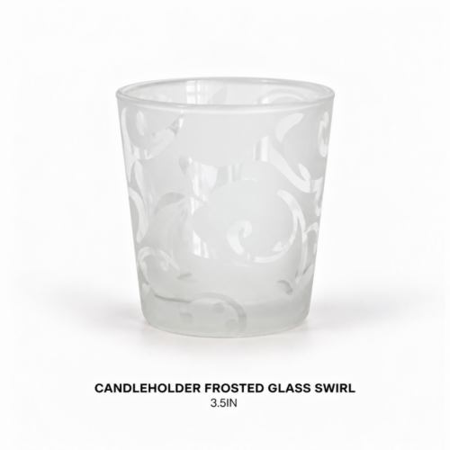 CANDLEHOLDER FROSTED GLASS SWIRL 3.5IN