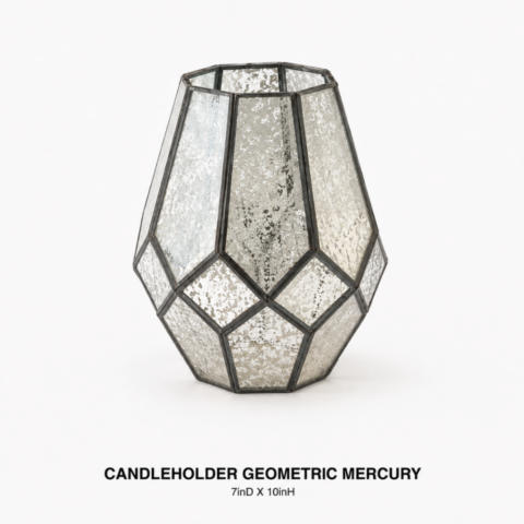 CANDLEHOLDER GEOMETRIC MERCURY 7inD X 10inH
