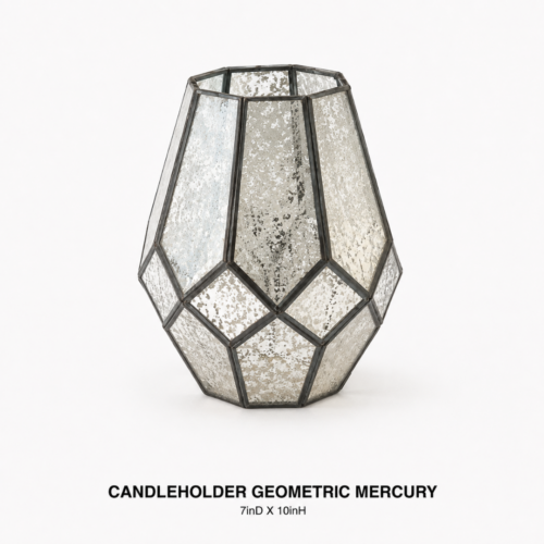 CANDLEHOLDER GEOMETRIC MERCURY 7inD X 10inH