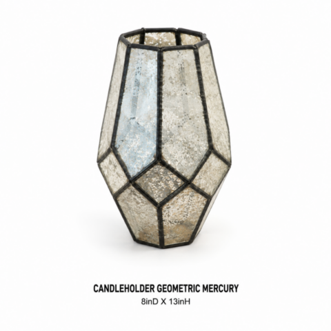 CANDLEHOLDER GEOMETRIC MERCURY 8inD X 13inH