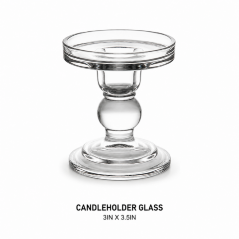 CANDLEHOLDER GLASS 3IN X 3.5IN