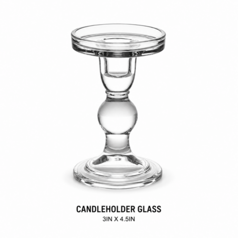 CANDLEHOLDER GLASS 3IN X 4.5IN