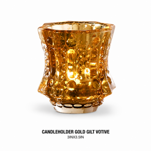 CANDLEHOLDER GOLD GILT VOTIVE 3INX3.5IN
