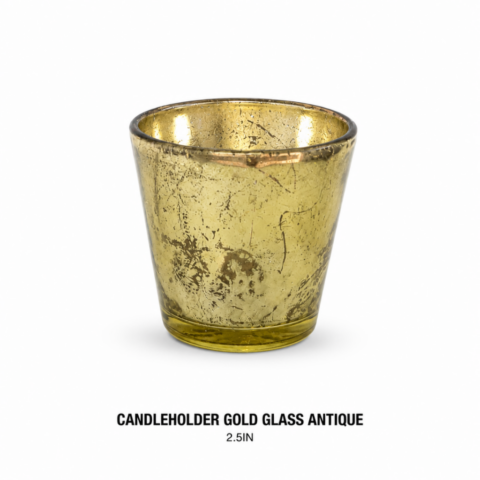 CANDLEHOLDER GOLD GLASS ANTIQUE 2.5IN