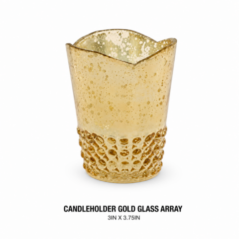 CANDLEHOLDER GOLD GLASS ARRAY 3IN X 3.75IN