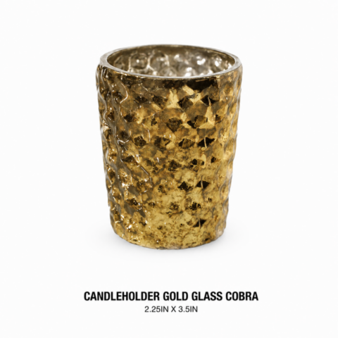 CANDLEHOLDER GOLD GLASS COBRA 2.25IN X 3.5IN