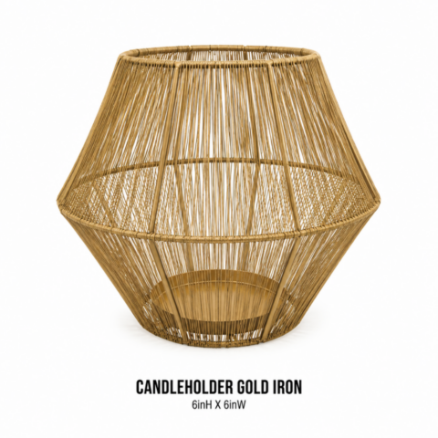 CANDLEHOLDER GOLD IRON 6inH X 6inW