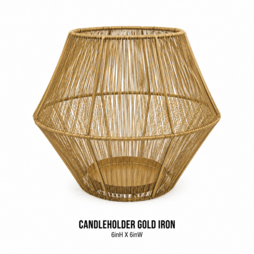 CANDLEHOLDER GOLD IRON 6inH X 6inW