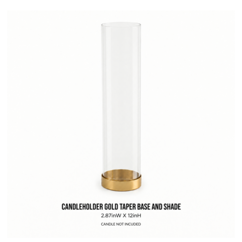 CANDLEHOLDER GOLD TAPER BASE AND SHADE 2.87inW X12