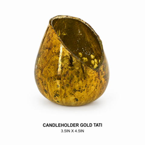 CANDLEHOLDER GOLD TATI 3.5IN X 4.5IN